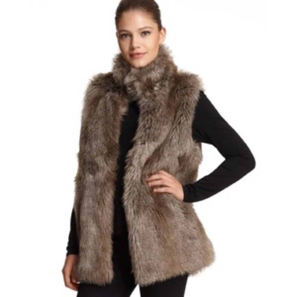 Aqua Faux Fur Vest in Brown